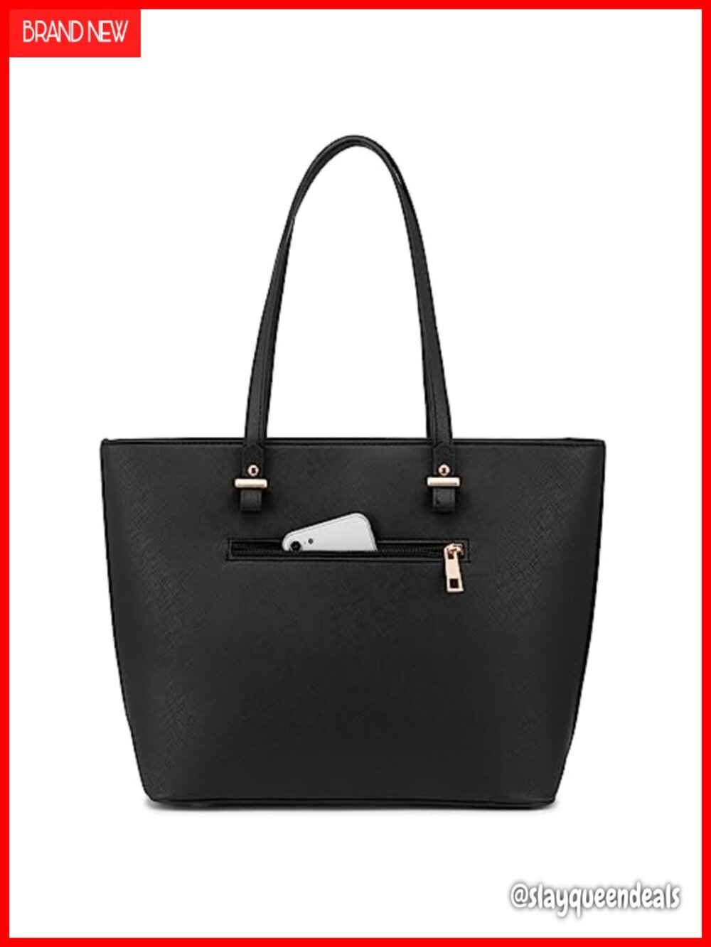 Faux Leather Tote Bag for Women Satchel Handbag with External Pocket and Laptop